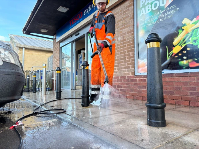 jet washing outside tesco express