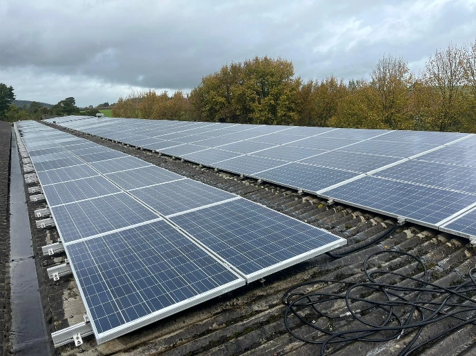 a large roof mounted solar array